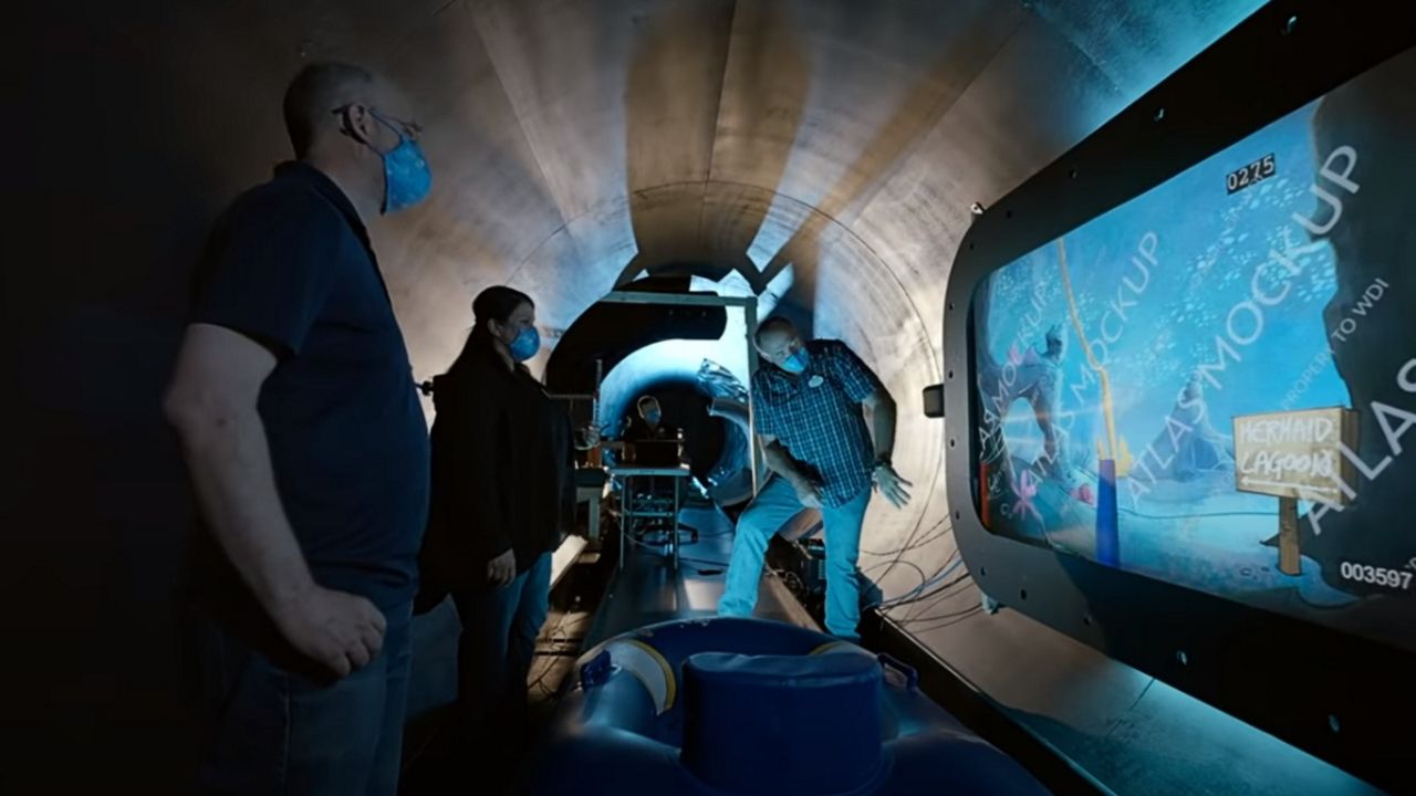 Walt Disney Imagineers working on AquaMouse, a new attraction coming to the Disney Wish cruise ship. (Disney Cruise Line)