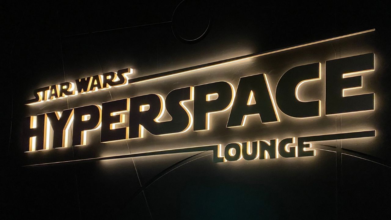 The Disney Wish has a Star Wars-themed bar called Star Wars: Hyperspace Lounge, which features the $5,000 Kaiburr Crystal. (Spectrum News/Ashley Carter)