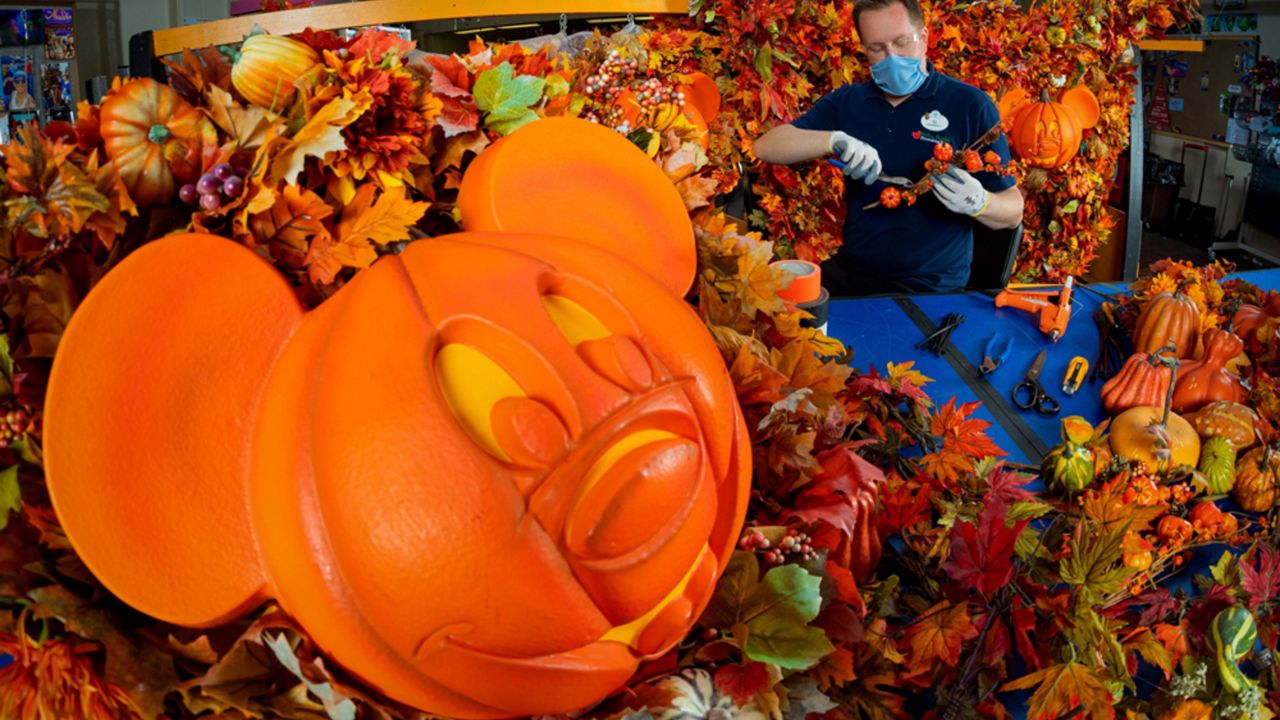 Preparations underway for fall decor to arrive at Magic Kingdom. (Courtesy of Disney Parks)