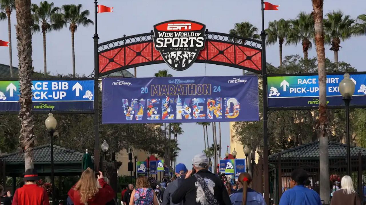 Participants of the 2024 Walt Disney World Marathon Weekend arrive at ESPN Wide World of Sports. (Photo: Disney)