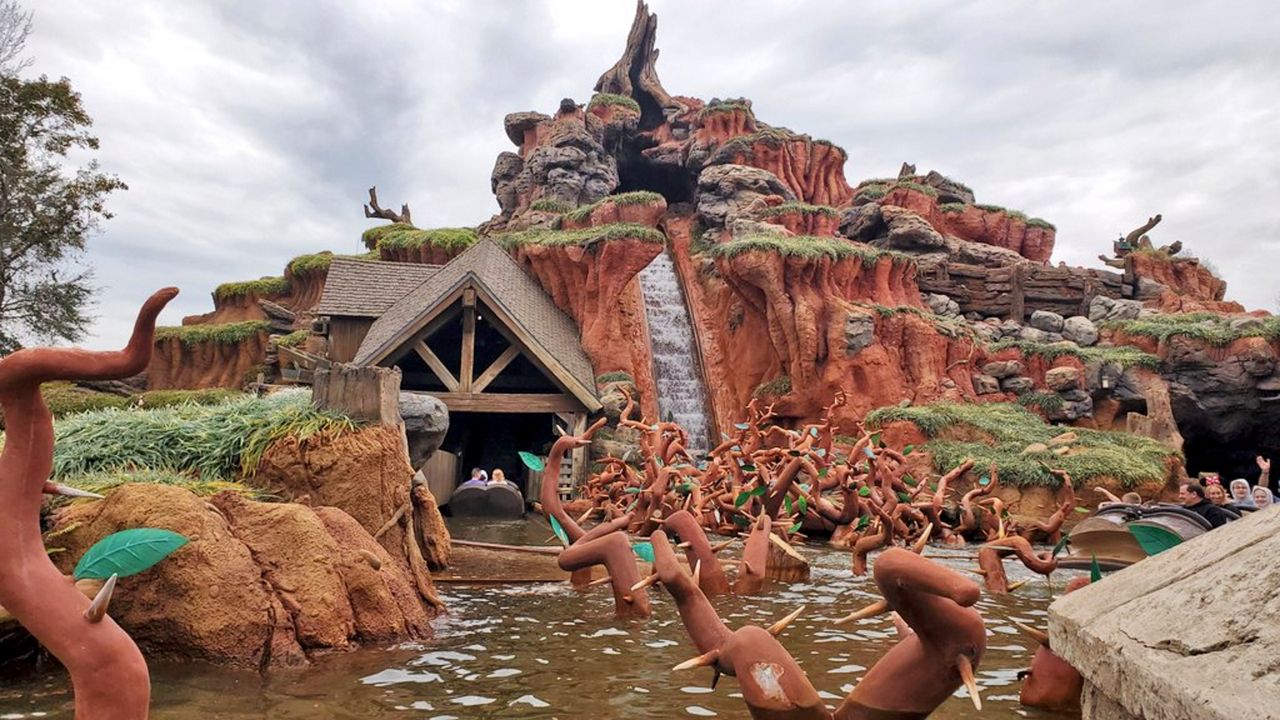 Splash Mountain at Magic Kingdom on Saturday, Jan. 21, 2023. The last day of operation for the long-running Disney World attraction is Sunday, Jan. 22, 2023. (Spectrum News/Ashley Carter)