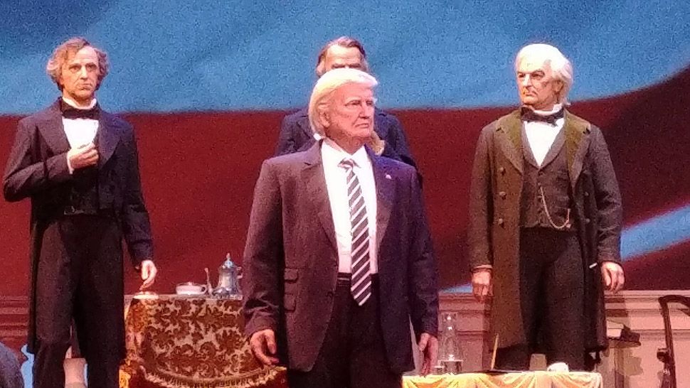 President Donald Trump's animatronic in the Hall of Presidents attraction at Magic Kingdom. (Ashley Carter/Spectrum News)