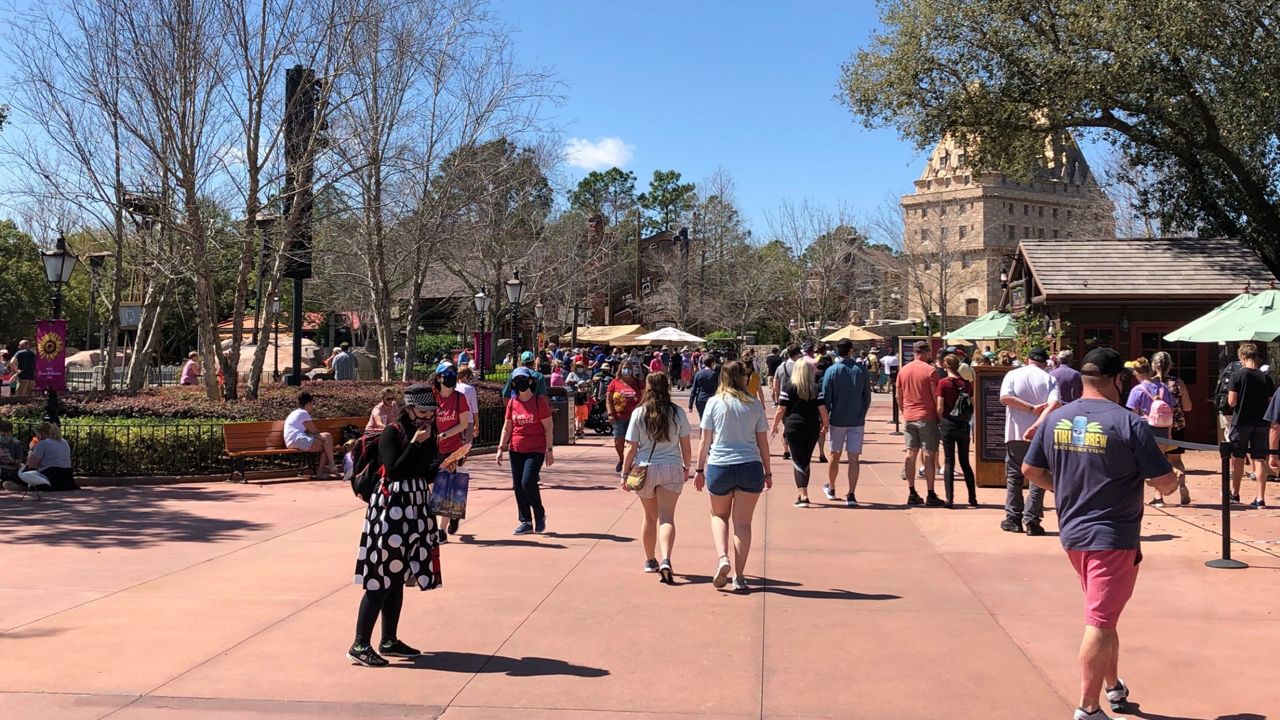 Guests at Epcot during the Taste of Epcot International Flower & Garden Festival. (Ashley Carter/Spectrum News/File)