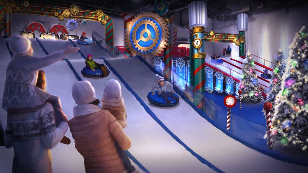 An artist rendering of Snow Flow Mountain at Christmas at Gaylord Palms. (Courtesy of Gaylord Palms)