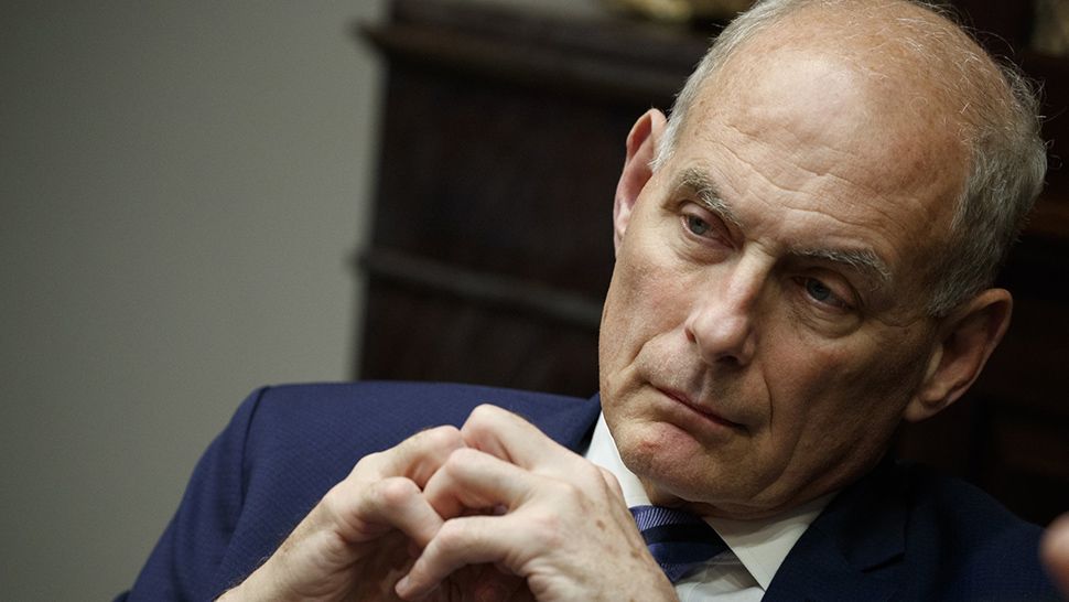 John Kelly listens as President Donald Trump speaks during a lunch with governors in the Roosevelt Room of the White House, June 21, 2018. (AP Photo/Evan Vucci)