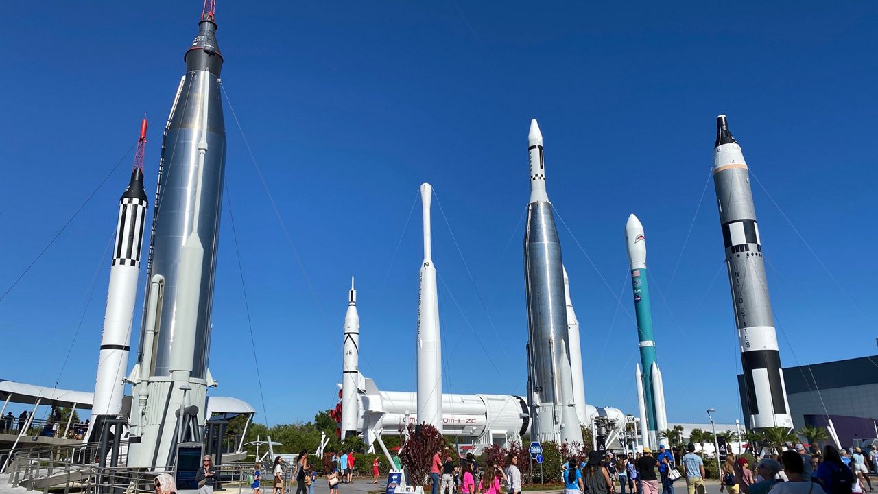 The Rocket Garden at Kennedy Space Center Visitor Complex. (Spectrum News/Ashley Carter)