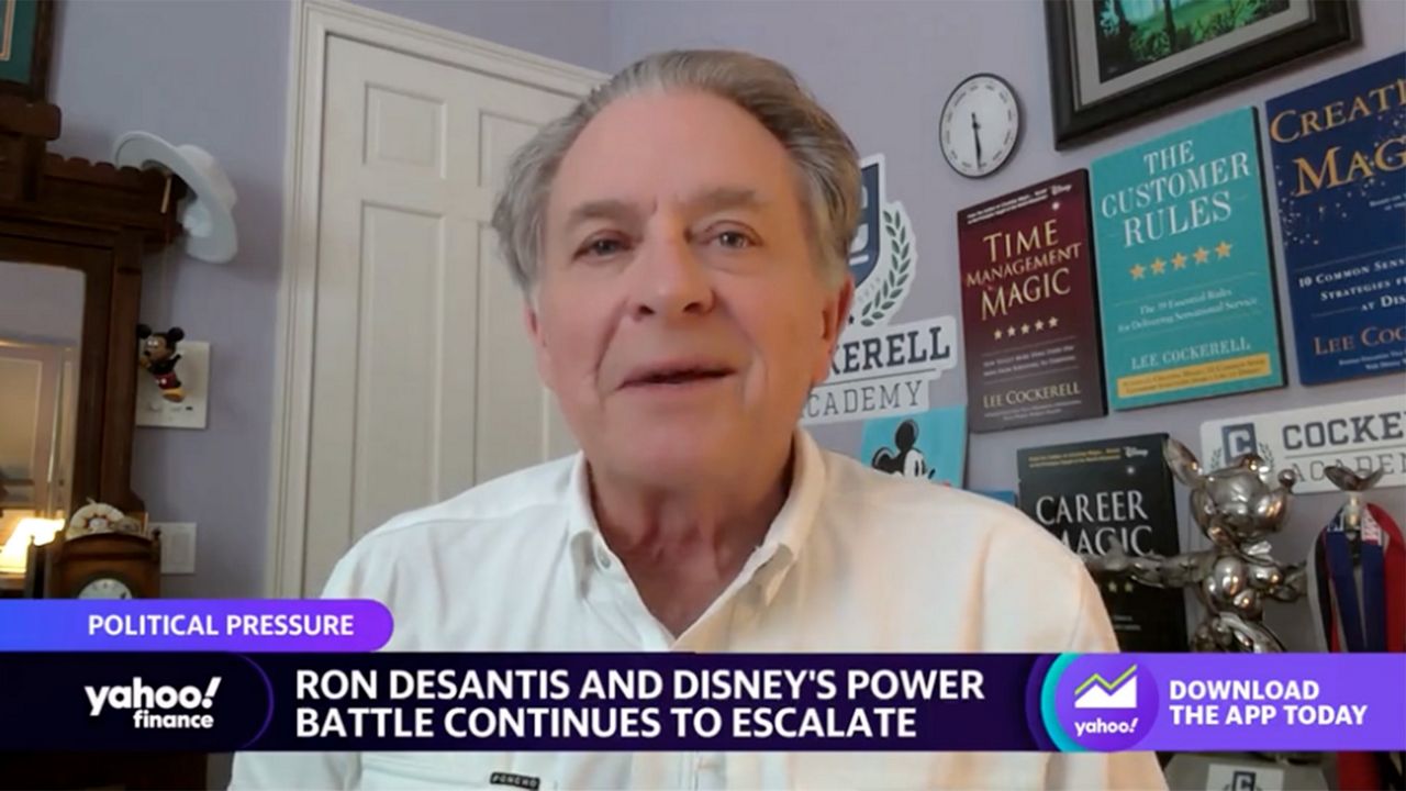 Lee Cockerell, former executive vice president of operations at Disney World, talks about the ongoing battle between Gov. Ron DeSantis and Disney during an interview with Yahoo Finance. (Photo: Yahoo Finance)