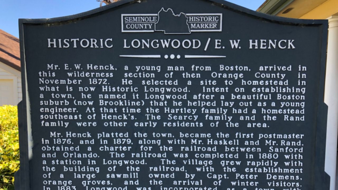 Historic marker in the historic area of Longwood. (Dan Messineo/Spectrum News 13)