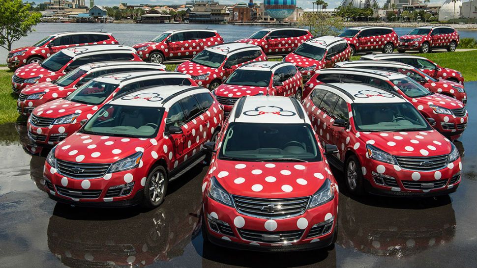 A fleet of Minnie Vans at Walt Disney World. (Disney)