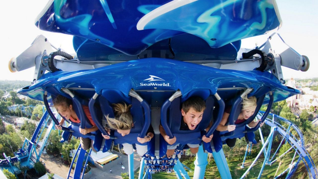 Riders on SeaWorld Orlando's Manta roller coaster. (Spectrum/File)