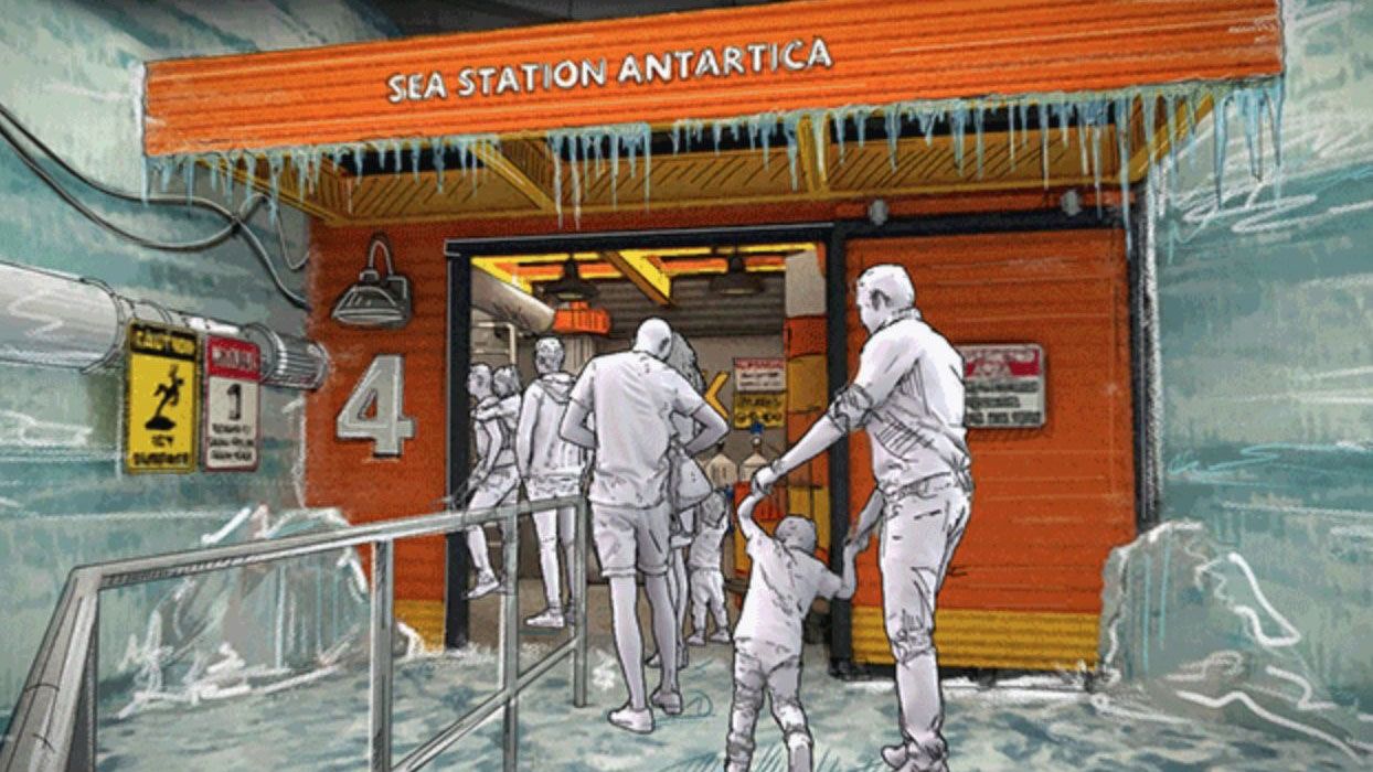 Penguin Trek, which will travel indoors and outdoors, will feature snowmobile-style ride vehicles that will take riders through Antarctica as they embark on a penguin research mission. (SeaWorld)