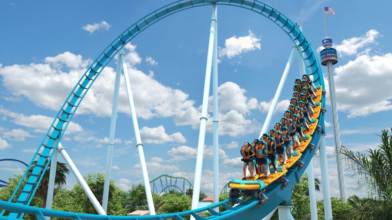 Concept art of SeaWorld Orlando's Pipeline: The Surf Coaster, which is set to open in May. (Photo: SeaWorld)