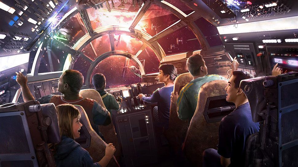 Concept art for the upcoming Millennium Falcon ride set for Star Wars: Galaxy's Edge at Disneyland and Disney World. (Disney/Lucasfilm)