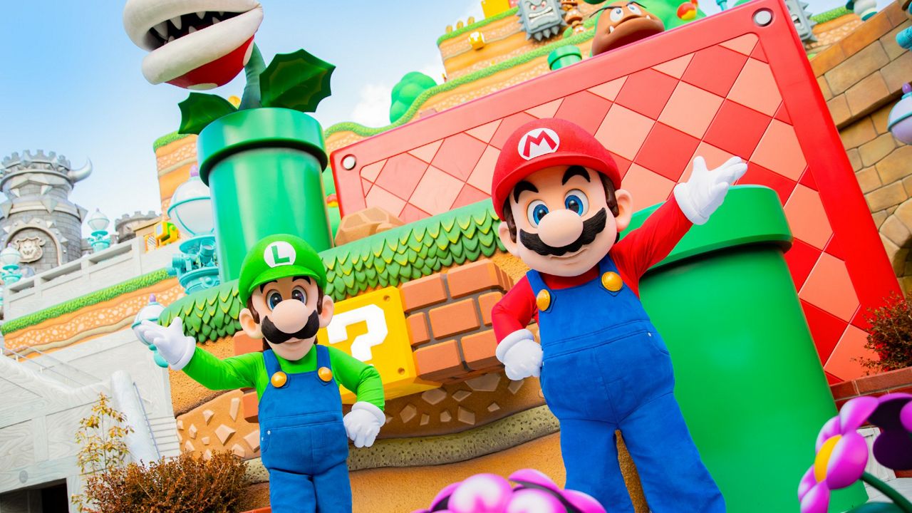 Luigi and Mario in Super Nintendo World at Universal Studios Japan. (Courtesy of Universal Studios Japan)