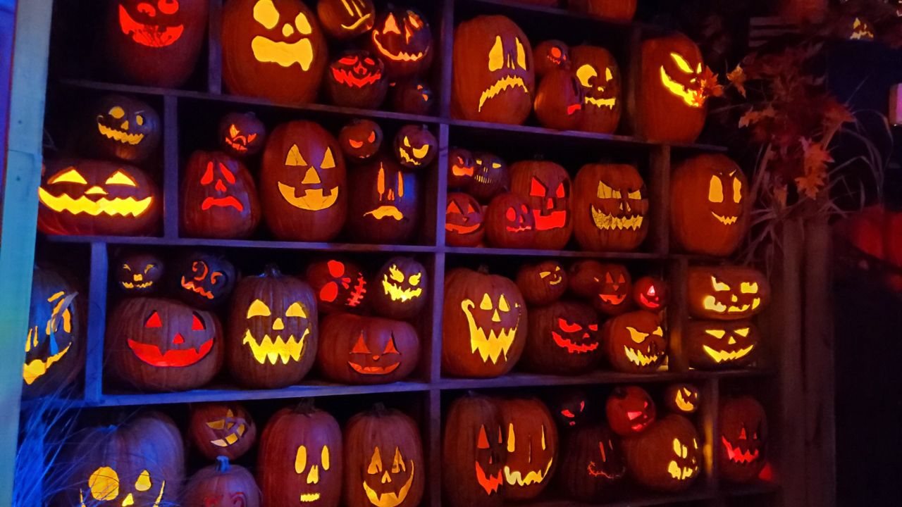 Jack-o-lantern display inside the Halloween Horror Nights Tribute Store at Universal Studios Florida. (Ashley Carter/Spectrum News)