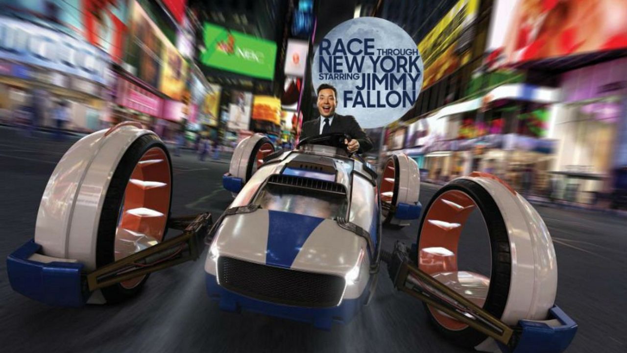 Artwork for the Race Through New York Starring Jimmy Fallon attraction at Universal Studios Florida. (Courtesy of Universal Orlando)art for the Race Through New York Starring Jimmy Fallon attraction at Universal Studios Florida. (Courtesy of Universal Orlando)