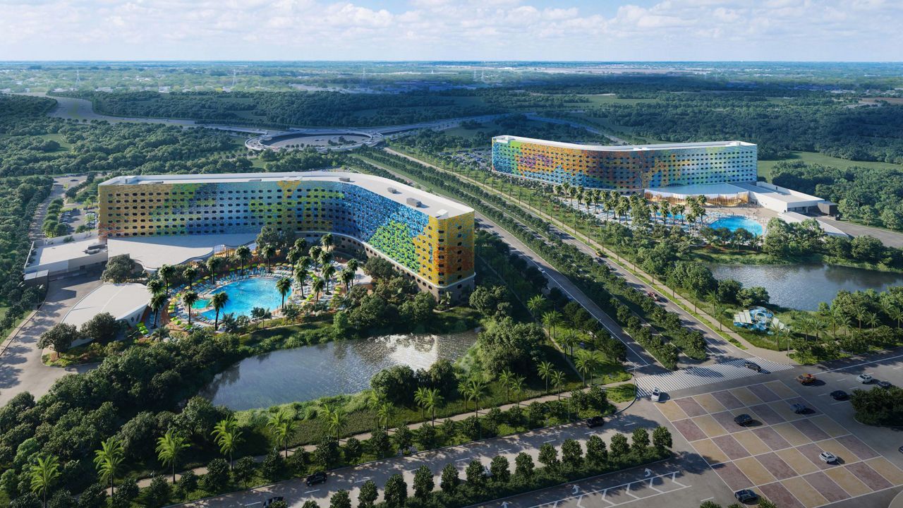 Artist rendering of Universal Terra Luna Resort and Universal Stella Nova Resort, the two new hotels that will be located next to Universal's Epic Universe theme park. (Photo: Universal)