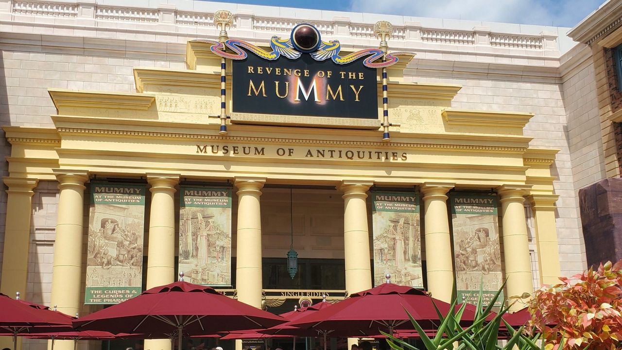 Revenge of the Mummy at Universal Studios Florida opened for technical rehearsals on Tuesday, August 30, 2022. (Spectrum News/Ashley Carter)