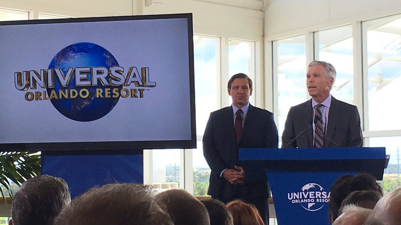 Tom Williams, chair and CEO of Universal Parks & Resorts, during a news conference for Universal's Epic Universe at the Orange County Convention Center on Aug. 1, 2019. (Spectrum News/File)