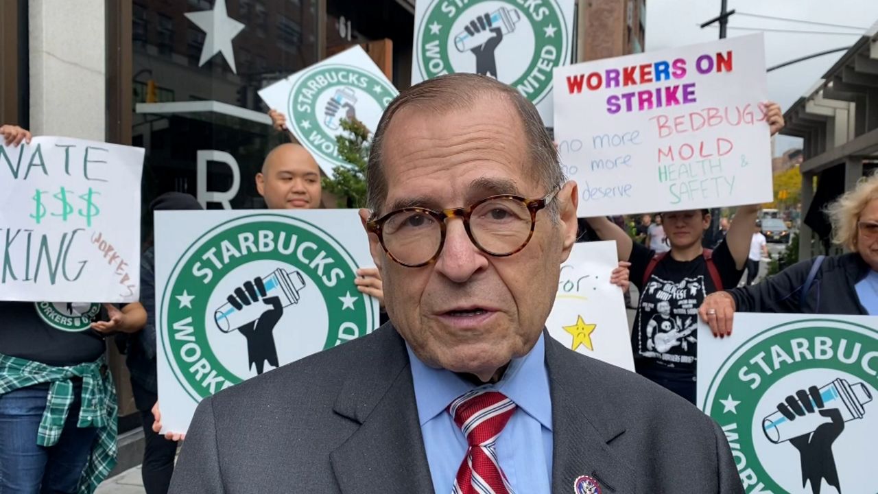 Rep. Jerry Nadler stood with union members in support of Wednesday’s protest.