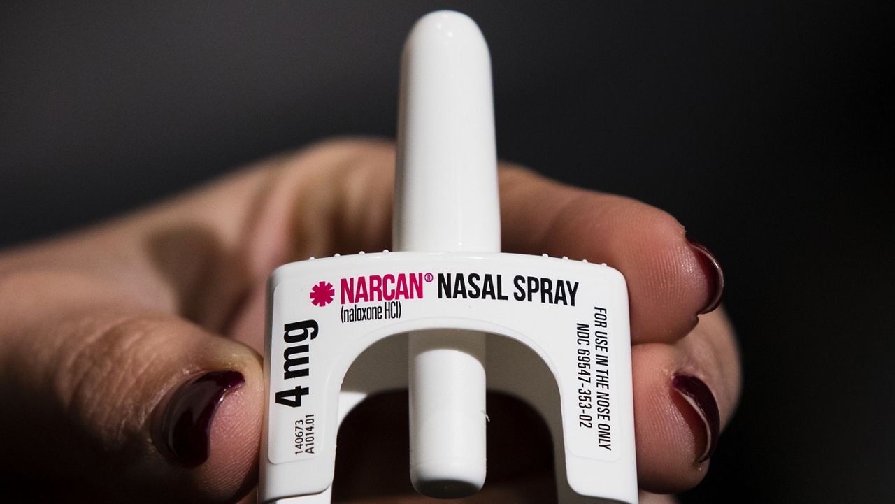 The overdose-reversal drug Narcan is displayed during training for employees of the Public Health Management Corporation on Dec. 4, 2018, in Philadelphia. (AP Photo/Matt Rourke, File)