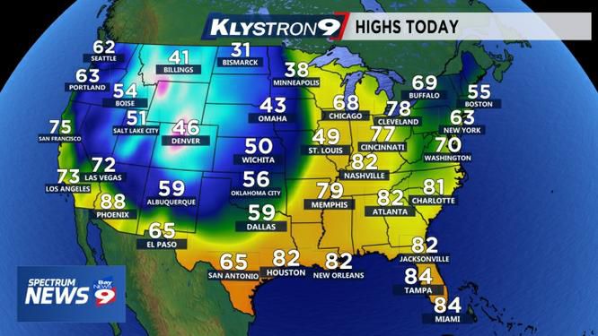 In October, Florida weather changes are still more subtle when a cold front passes, but it is the time of the year when winter storms are becoming more common in the Northern and Western U.S. (National Highs for Friday, October 11, 2019)