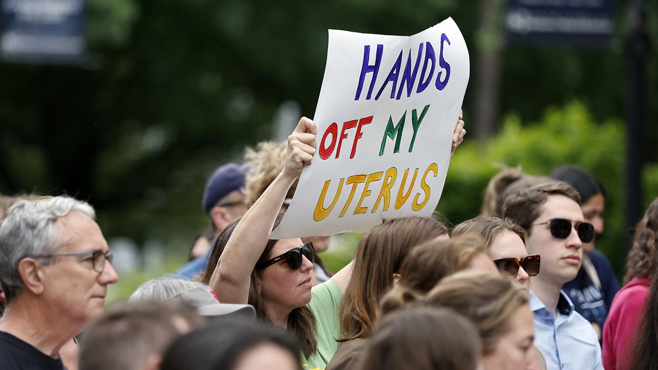 Abortion rights supporters gather at a rally at Bicentennial Plaza put on by Planned Parenthood South Atlantic in response to a bill before the North Carolina legislature on Wednesday, May 3, 2023, in Raleigh, N.C. (AP photo/Karl B. DeBlaker)