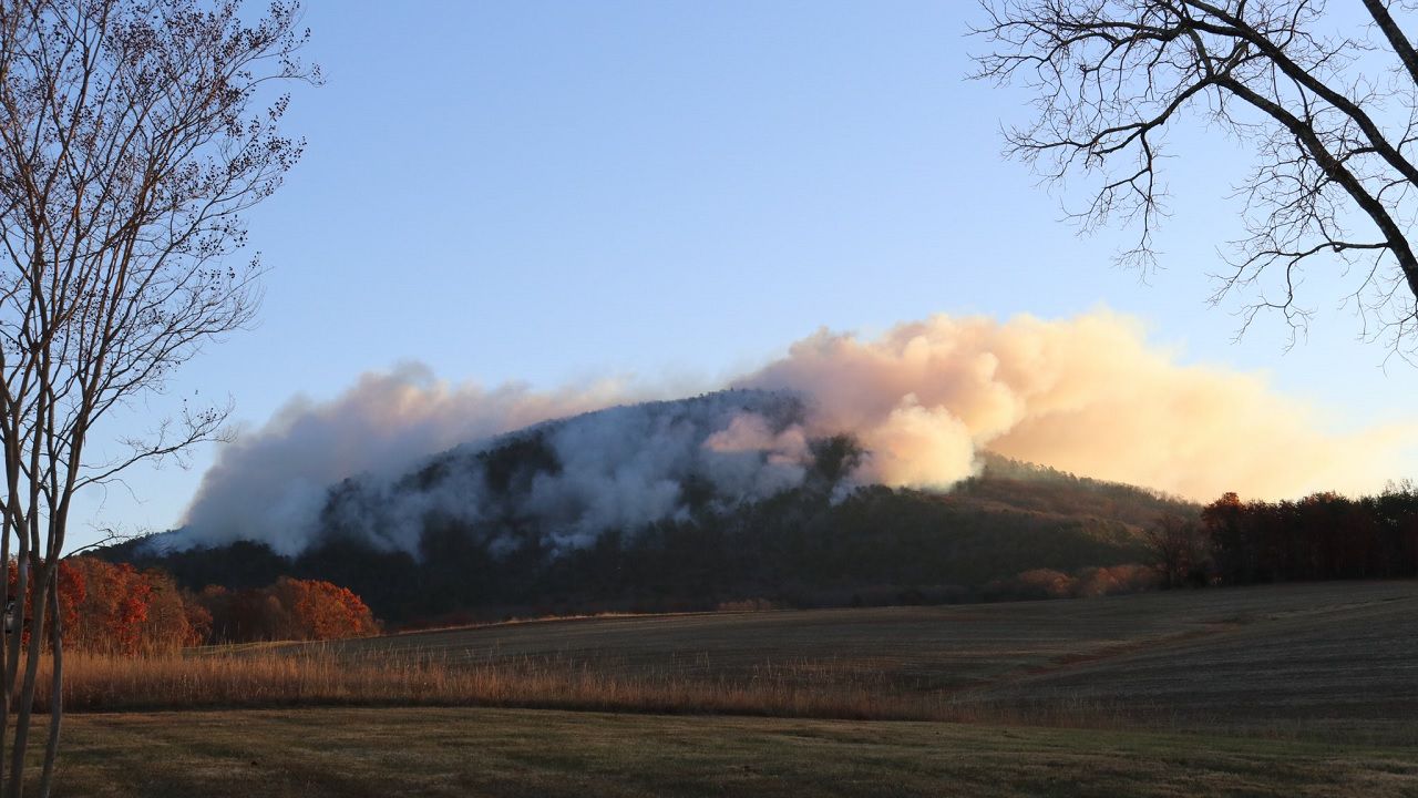 Fire on Pilot Mountain in late November. Photo by Kayla Melton.
