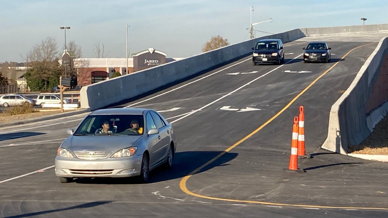 A brand new flyover bridge opened at Concord Mills on Wednesday, just in time for the holidays (Credit: NCDOT)