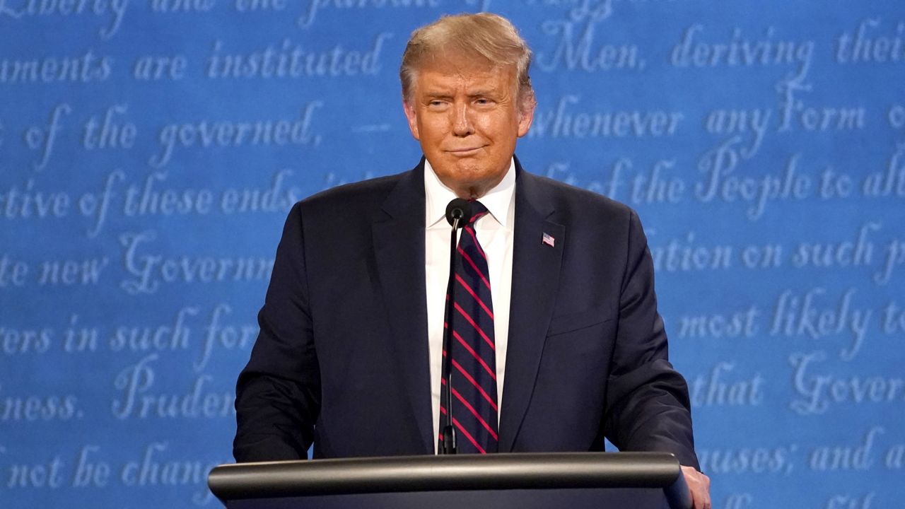 President Donald Trump speaks during the first presidential debate Tuesday, Sept. 29, 2020, at Case Western University and Cleveland Clinic, in Cleveland, Ohio. (AP Photo/Julio Cortez)