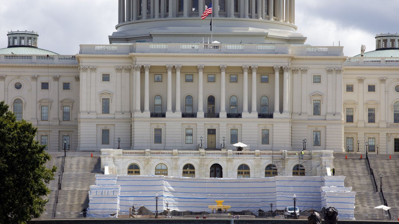 The West Front of the U.S. Capitol on Friday, Aug. 7, 2020, in Washington. (AP Photo/Jon Elswick)