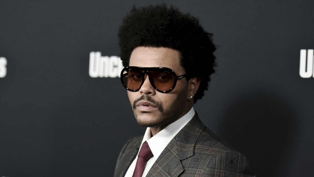 FILE: The Weeknd attends the LA premiere of "Uncut Gems" at ArcLight Hollywood on Wednesday, Dec. 11, 2019, in Los Angeles. (Photo by Richard Shotwell/Invision/AP)