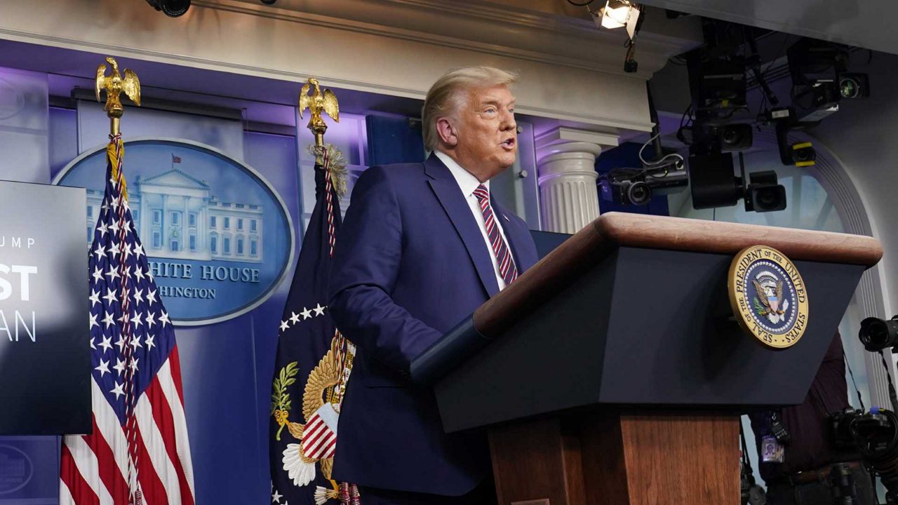 FILE: President Donald Trump speaks during an event in the briefing room of the White House in Washington, Friday, Nov. 20, 2020, on prescription drug prices. (AP Photo/Susan Walsh)