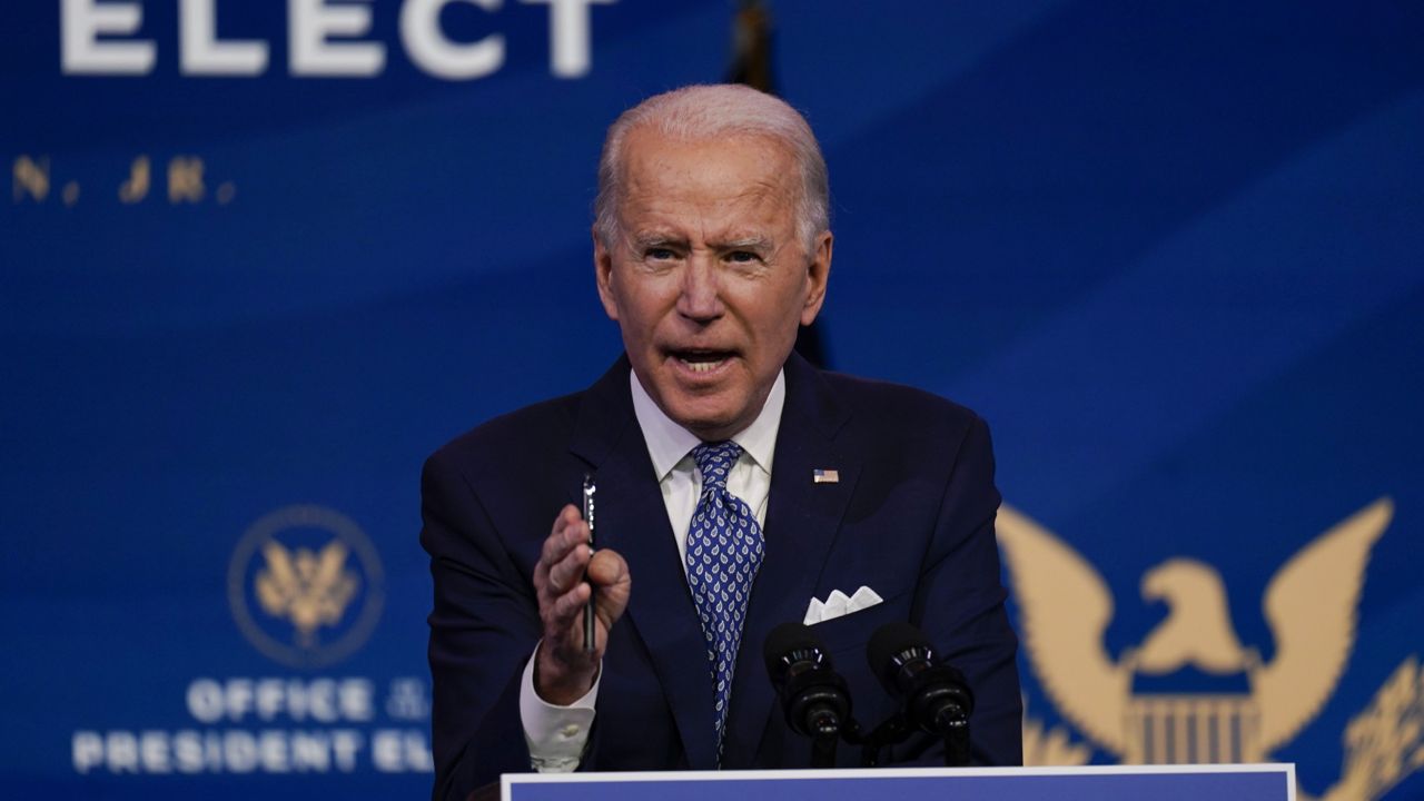 President-elect Joe Biden speaks at The Queen Theater in Wilmington, Del., Tuesday, Dec 22, 2020. (AP Photo/Carolyn Kaster)