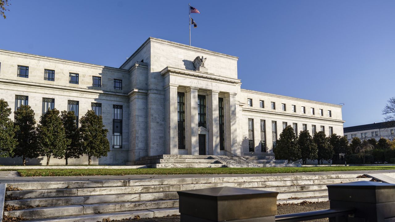 FILE - This Monday, Nov. 16, 2020 file photo shows the Federal Reserve in Washington. (AP Photo/J. Scott Applewhite, File)