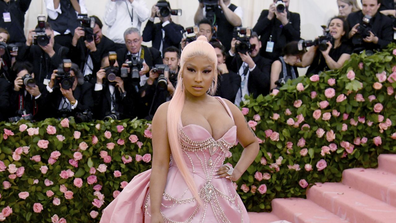 FILE: Nicki Minaj attends The Metropolitan Museum of Art's Costume Institute benefit gala Monday, May 6, 2019, in New York. (Photo by Charles Sykes/Invision/AP)