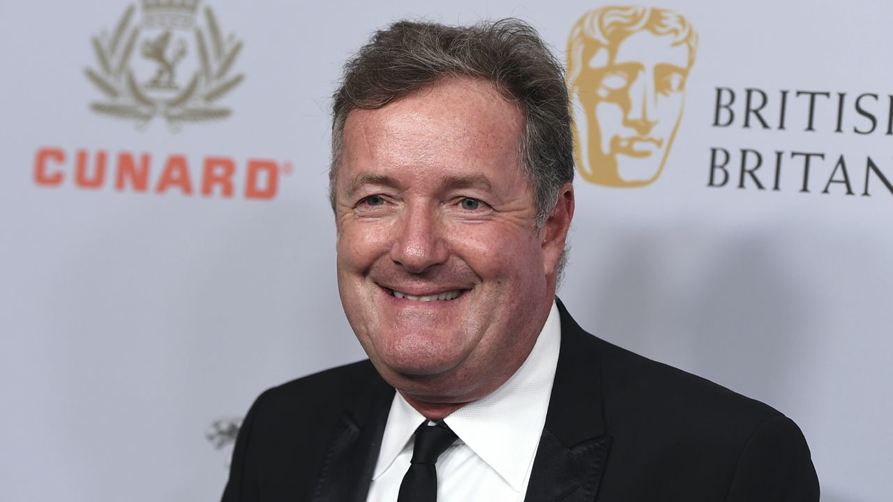 FILE - In this Friday, Oct. 25, 2019 file photo, Piers Morgan arrives at the BAFTA Los Angeles Britannia Awards at the Beverly Hilton Hotel in Beverly Hills, Calif. (Photo by Jordan Strauss/Invision/AP, file)