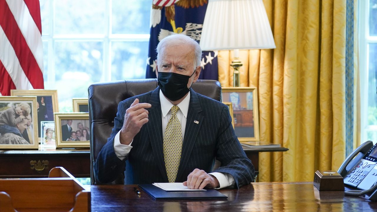 President Joe Biden speaks before signing the PPP Extension Act of 2021, in the Oval Office of the White House, Tuesday, March 30, 2021, in Washington.  (AP Photo/Evan Vucci)