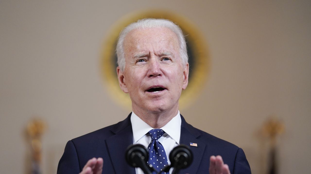President Joe Biden speaks Tuesday, April 20, 2021, at the White House in Washington, after former Minneapolis police Officer Derek Chauvin was convicted of murder and manslaughter in the death of George Floyd. (AP Photo/Evan Vucci)