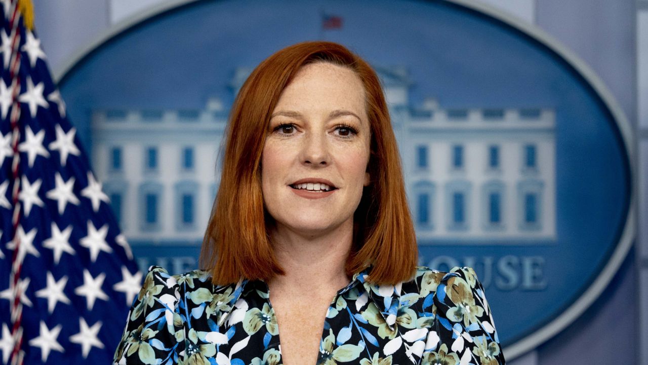 White House press secretary Jen Psaki speaks during a press briefing in the White House in Washington, Friday, April 16, 2021. (AP Photo/Andrew Harnik)