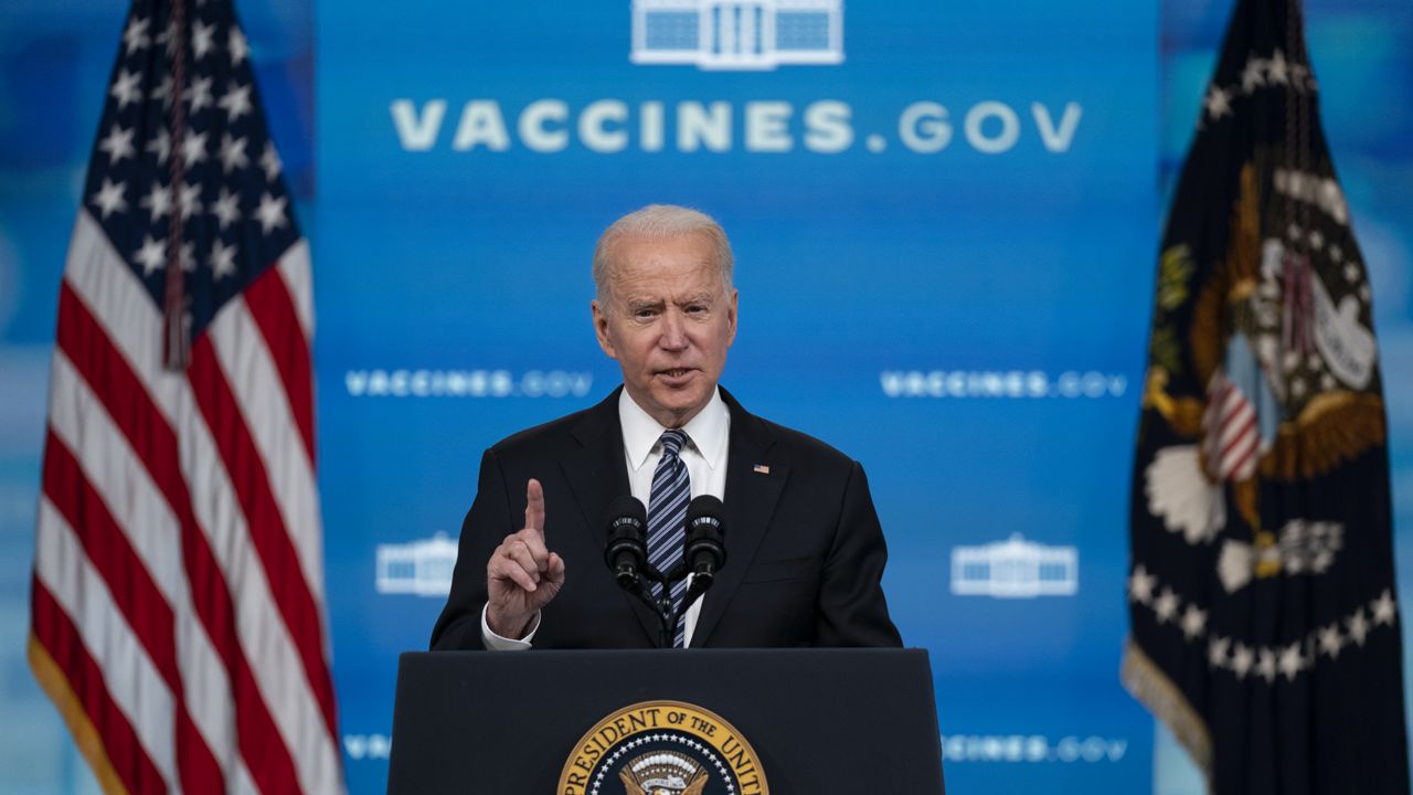 President Joe Biden delivers remarks about COVID vaccinations in the South Court Auditorium at the White House, Wednesday, May 12, 2021, in Washington. (AP Photo/Evan Vucci)
