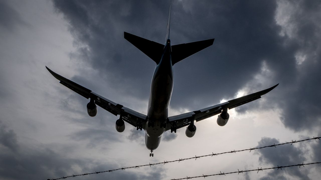 FILE: A Boeing 747 airplane lands at the airport on Monday, May 3, 2021. (AP Photo/Michael Probst)