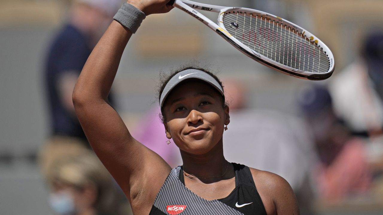 FILE: Japan's Naomi Osaka pictured during the French open tennis tournament at the Roland Garros stadium Sunday, May 30, 2021 in Paris. (AP Photo/Christophe Ena)