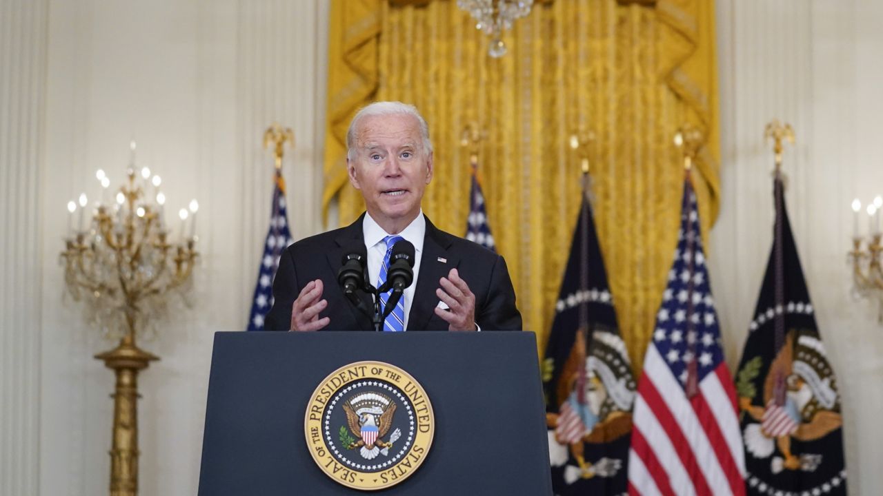 President Joe Biden speaks about his "Build Back Better" agenda from the East Room of the White House, Wednesday, Aug. 11, 2021, in Washington. (AP Photo/Evan Vucci)