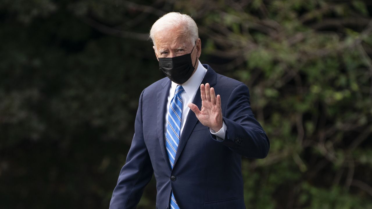 President Joe Biden walks to board Marine One for a trip to Illinois to talk about vaccine requirements, Thursday, Oct. 7, 2021, in Washington. (AP Photo/Evan Vucci)