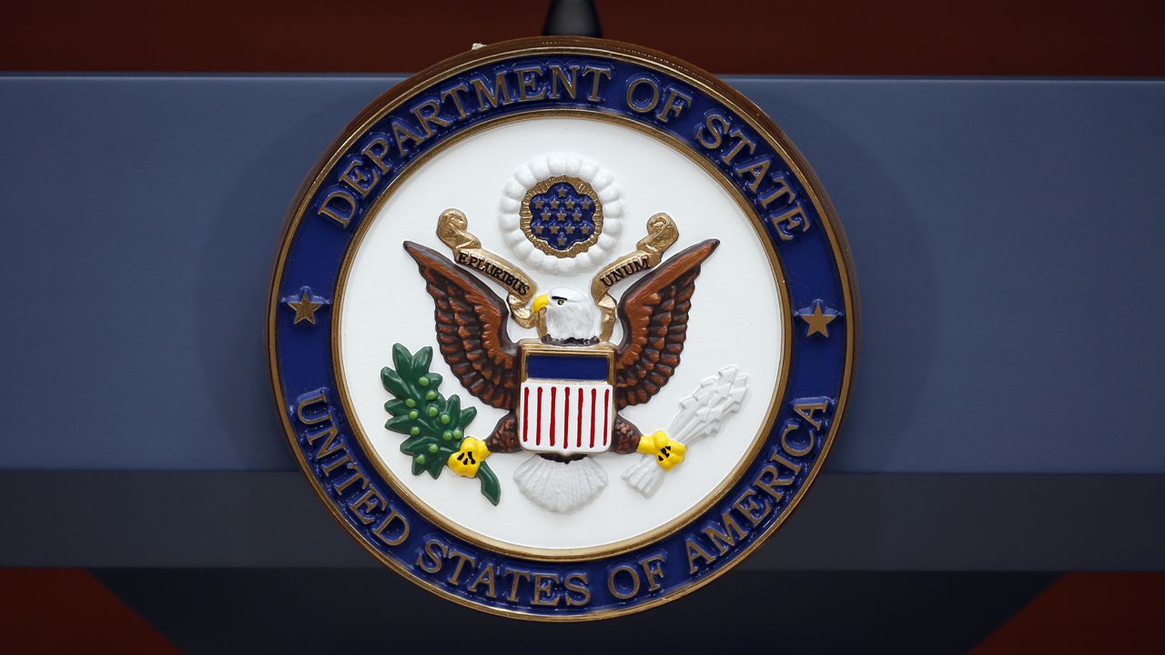 FILE: The seal of the State Department is seen on Tuesday, July 12, 2016 in Washington. (AP Photo/Alex Brandon)