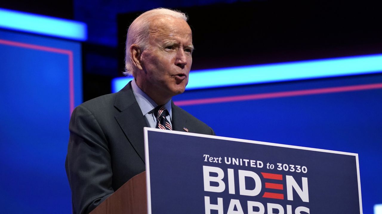 Democratic presidential candidate former Vice President Joe Biden speaks after participating in a coronavirus vaccine briefing with public health experts, Wednesday, Sept. 16, 2020, in Wilmington, Del. (AP Photo/Patrick Semansky)