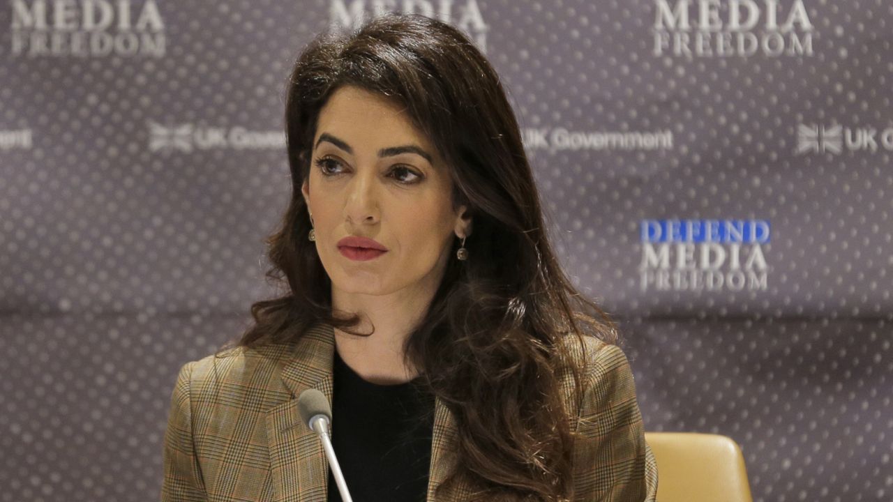 Attorney Amal Clooney listens during a panel discussion on media freedom at United Nations headquarters Wednesday, Sept. 25, 2019. (AP Photo/Seth Wenig)