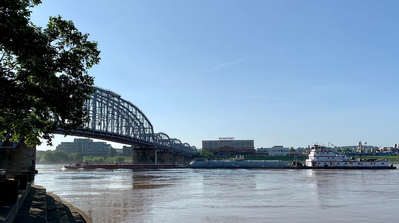 A photo of the Purple People Bridge from the Cincinnati side of the Ohio River (Spectrum News/Casey Weldon)