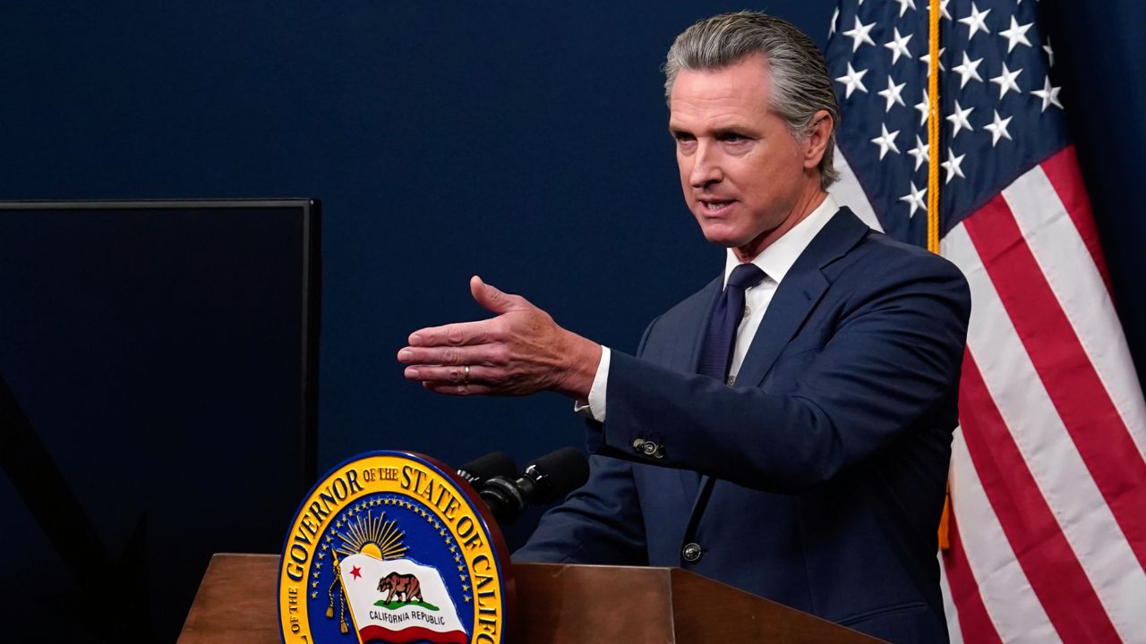 Calif. Gov. Gavin Newsom presents his revised 2024-2025 state budget during a news conference in Sacramento, Calif., on Wednesday. (Photo/Rich Pedroncelli)